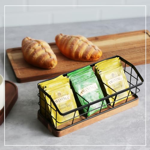 WILDMOS Tea Bag Organizer with Wooden Base