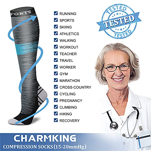 Image of Compression Socks (7 Pairs), 15-20 mmhg is BEST Graduated Athletic & Medical for Men & Women, Running, Flight, Travel, Nurses, Pregnant - Boost Performance, Blood Circulation
