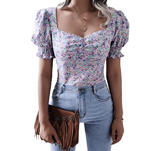 Casual T-Shirt Damen Crop Shirt Tops Bauchfrei Oberteile Tiefe Casual Bluse...
