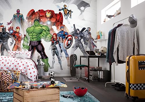 Komar Marvel Avengers Unite Carta da parati fotografica, da 368 x 254 cm (larghezza x altezza), da 8 pezzi, con colla,...