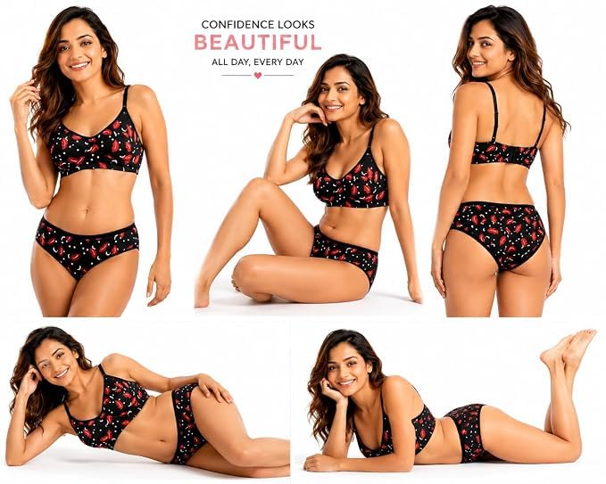 Image of Love Maker Bra Panty Set for Women | Beautiful Lingerie Set for Women for Honeymoon | Net Lace Lingerie Set | Panty Bra for Daily use | Sexy Look for Special Days Lingerie Sets.