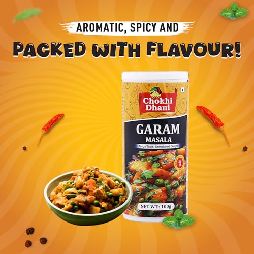 Image of Chokhi Dhani Garam Masala Powder 100g | Aromatic Indian Spice Mix | Rich Flavour Curry Masala for Sabzi, Dal & Gravies | Homemade Style Desi Garam Masala | No Artificial Colours
