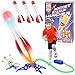 Herefun Jouets de Fusée Exterieur Enfant, Jouet de Rocket avec 3 Fusées LED et Lance-Roquettes, Air Rocket Toy Jouet Exterieur, Jouet de Jardin Rocket Cadeau pour Enfants Garçons Filles (3pcs)
