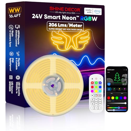 Shine Decor luces de neón RGB+WW de 24V con control APP y WiFi