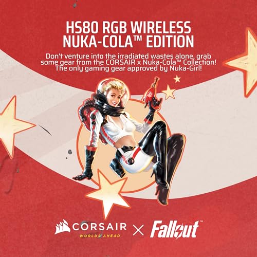 Image of Corsair HS80 RGB Wireless Fallout Nuka-Cola Edition Multiplatform Gaming Headset - Dolby Atmos, Lightweight, Broadcast Quality Microphone - PC, Mac, PS5, PS4