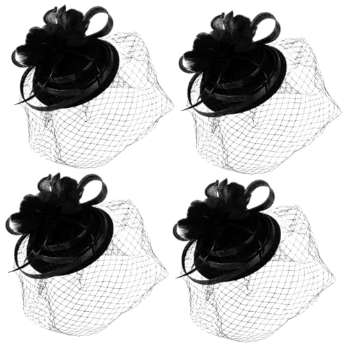 Chapeau fascinateur noir voile de maille serre-tête mariage retro