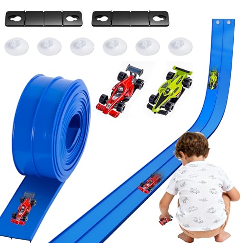Pista De Coches para 3, 4, 5 Y 6 AñOs: 4,1 Metros De Carrera De Coches De 4,1 Metros, Juguete con 2 Coch - Pista Flexible con Ventosas, Autopista, Regalos para NiñOs Y NiñAs
