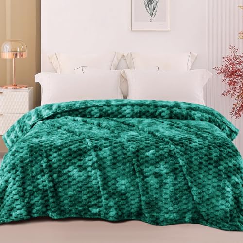Image of Exclusivo Mezcla 3D Fleece Twin Size Blanket for Bed, Tie-dye Teal | Extra Soft Fuzzy Plush Lightweight Bed Blankets, Cozy Fluffy Decorative Blankets for All Seasons, 90x66 Inches