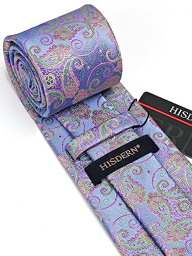 Image of HISDERN Ties for Men Paisley Tie and Pocket Square Woven Classic Floral Mens Ties Handkerchief Set Wedding Party Necktie
