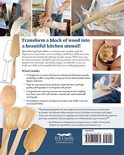 Image of Spoon Carving Project Book: 15 Simple Designs for the Kitchen (Fox Chapel Publishing) Skill-Building Woodcarving Projects for Beginner to Intermediate Carvers for Spoons, Scoops, Dippers, and More