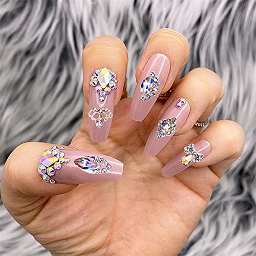 Rhinestones for Nails Kit, 3864pcs AB Rhinestones Round Nail Crystals and Glass Rhinestones Flat Back and Nail Diamonds Gems for Acrylic Nail Art