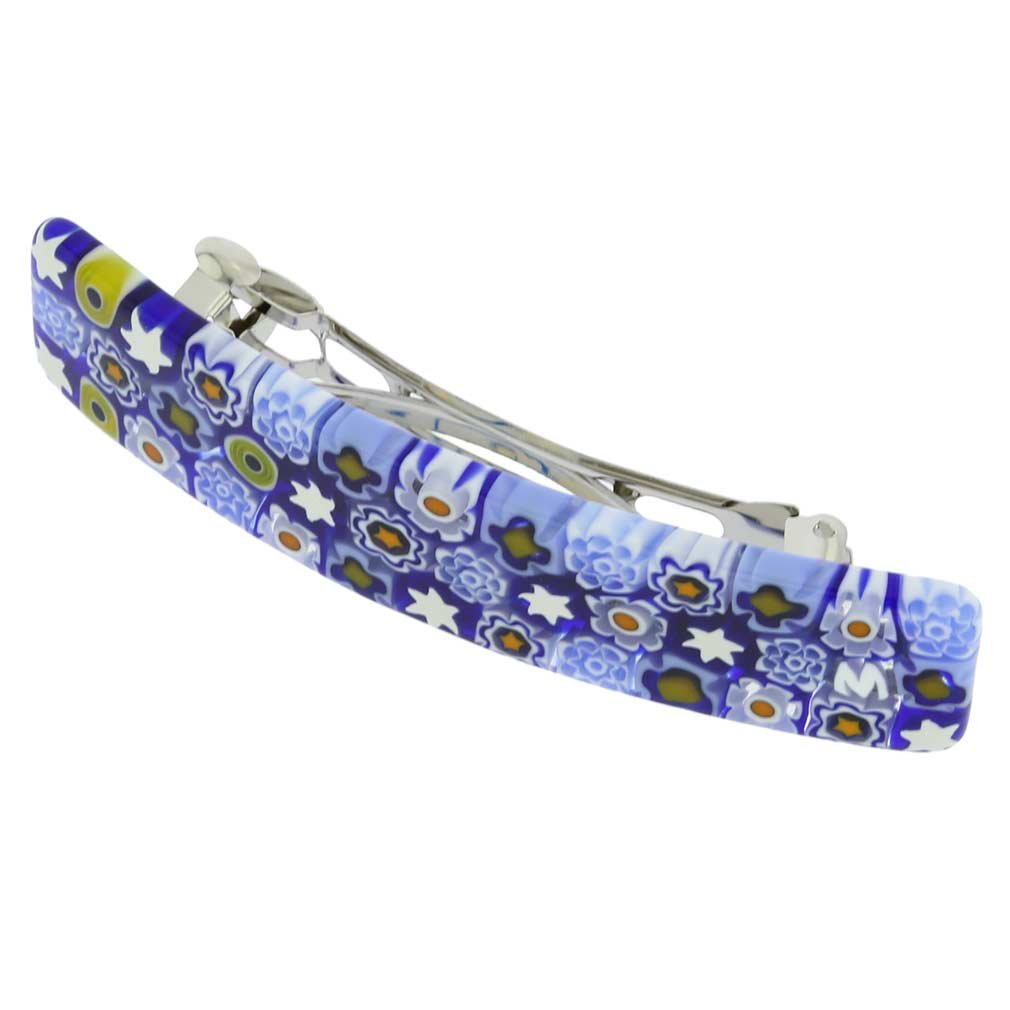 Murano Millefiori Haarspange - Blaue Blumen