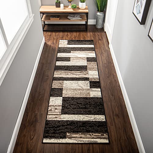 Tapete Superior Rockwood Geométrico Moderno 2' x 11' Chocolate