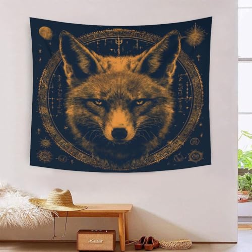 Tapisserie Fox 3D Effet 180x230cm grand format en tissu imprimé pour décoration murale de chambre