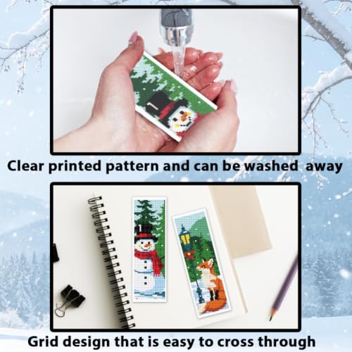 Image of ACRNIGHEET 6PCS Cross Stitch Bookmark Kit (Winter Forest Pattern)