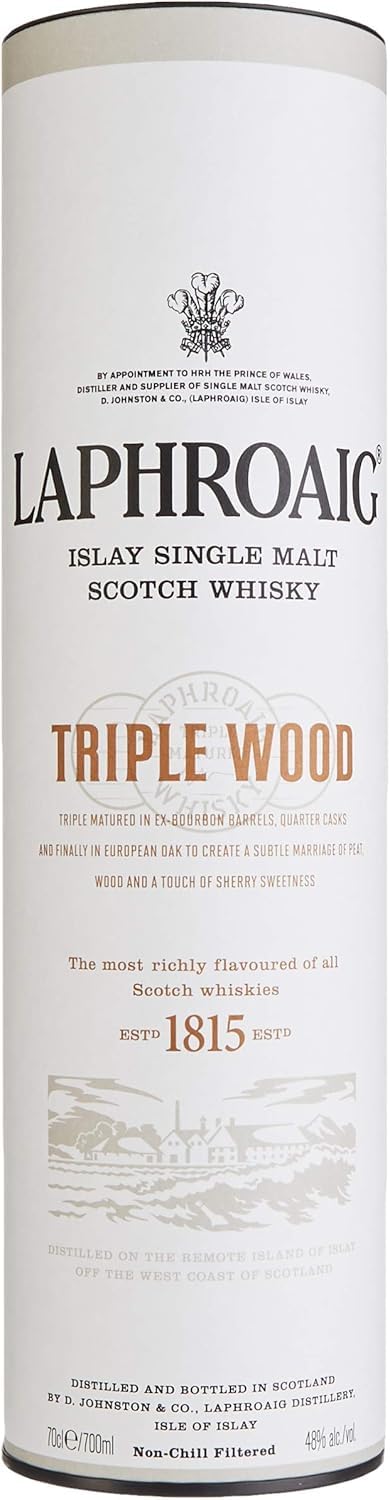 Laphroaig Triple Wood Islay Single Malt Scotch Whisky, mit Geschenkverpackung, einzigartig torfig-rauchig mit leichter Sherrysüße, 48% Vol, 1 x 0,7l