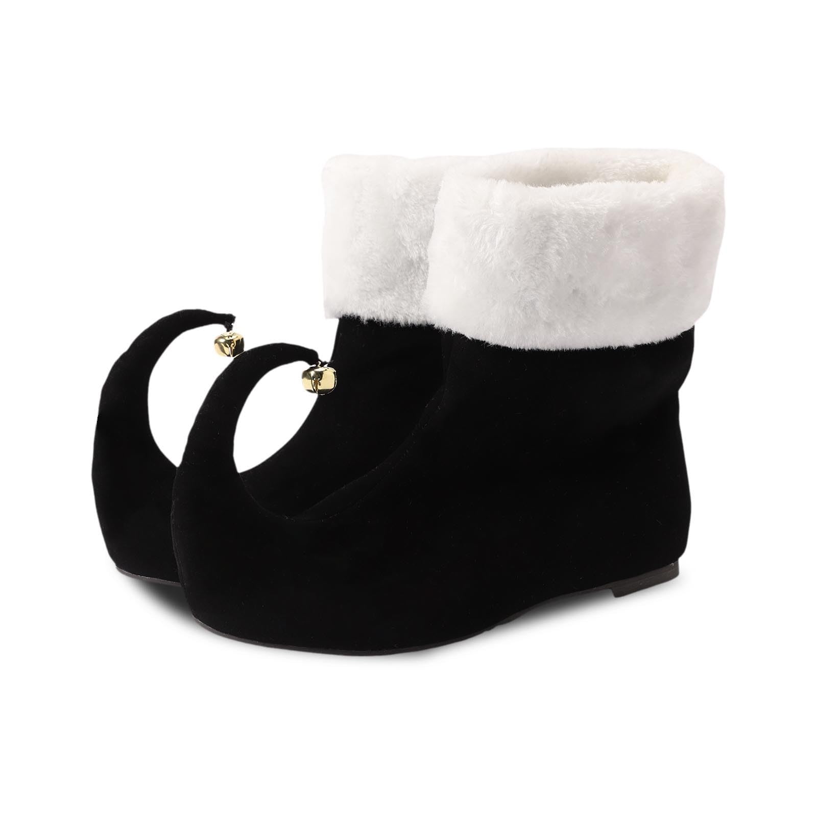 Generisch Weihnachtself Schuhe Weihnachts-elfenschuhe mit Glöckchen Unisex Festliche Clownschuhe Damen Herren als Kostüm-Accessoire für Weihnachten und Party Lustige Foto-Requisiten für Erwachsene