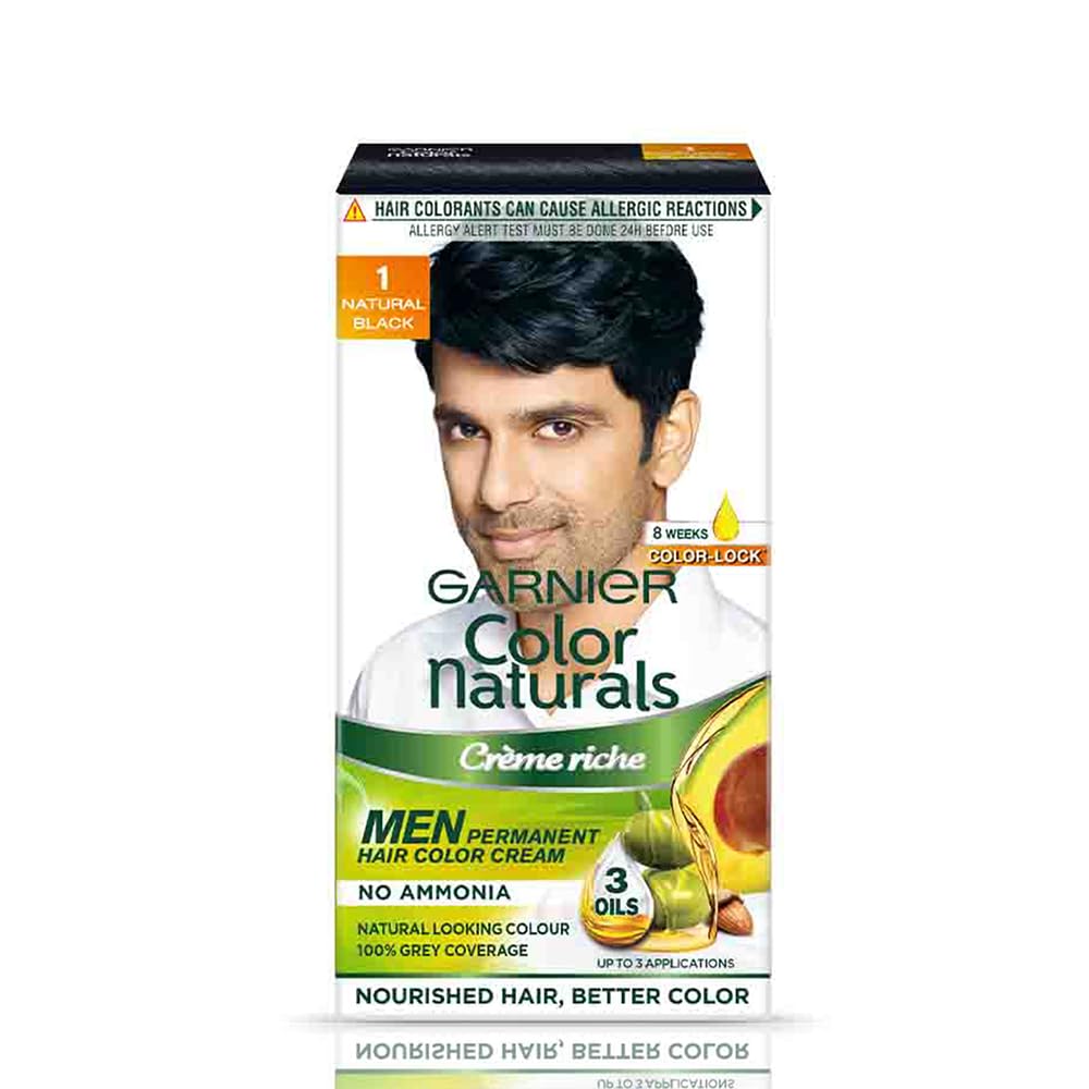 Garnier, Hair Colouring Creme, Long-lasting Colour, Smoothness & Shine, Color Naturals Men, Shade: 1 Natural Black, 30ml + 30g-picture-14