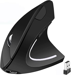 Ergonomic Vertical Mice USB Wireless Ergonomic Mouse,2.4G Rechargeable Optical Vertical Mouse High Precision Optical Mouse Adjustable800/1200/1600 DPI,5 Buttons for PC/Laptop/Mac (black)