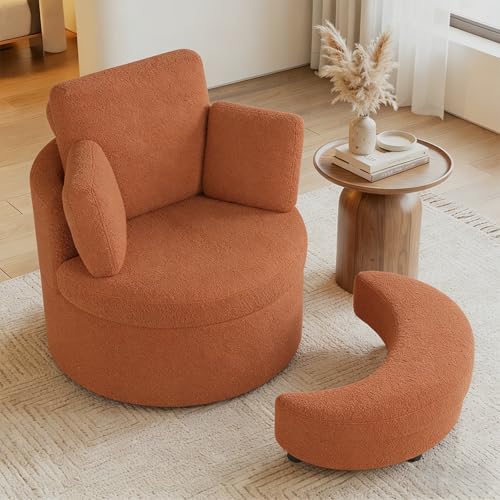 Sillón giratorio piel de conejo terracota