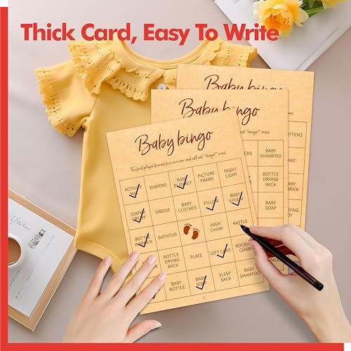 Gethelud Baby Shower Bingo Spiel, 50 perforierte Bingo-Karten, Anrufkarten für Baby Shower, Hochzeitsfeier