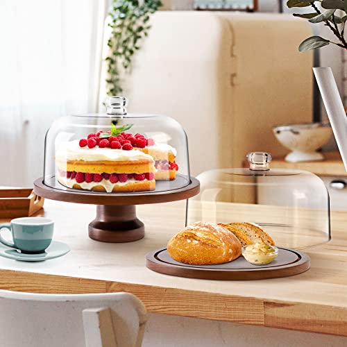 Cake Stand With Dome And Acrylic Lid, Cake Plate And Plastic Cake Cover With Detachable Base，Cake Display Server Tray For Birthday Kitchen Party Baking Gifts #TOP5