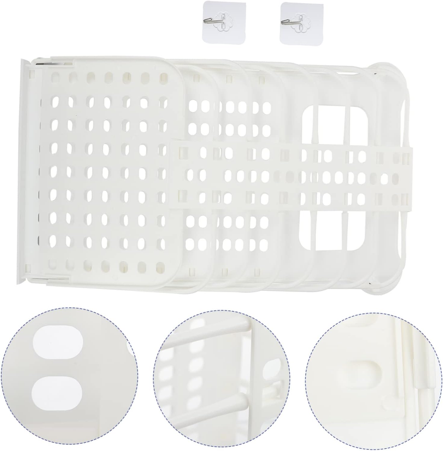 Foldable Wall Mounted Clothes Organizing Basket Large White Laundry Hamper for Bathroom Dorm Apartment Storage Space Saving Dirty Clothes Organizer