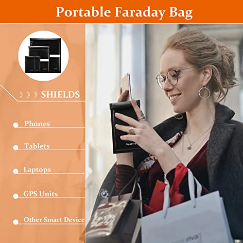 Faraday Bags For Laptops & Tablets & Phones, 4 Pack Faraday Cage, Upgraded Key Fob Protector With Reflective Strip, Anti-Tracking Rfid Pouch For Key Fob, Fireproof & Waterproof Faraday Pouch (2200℉) #TOP5