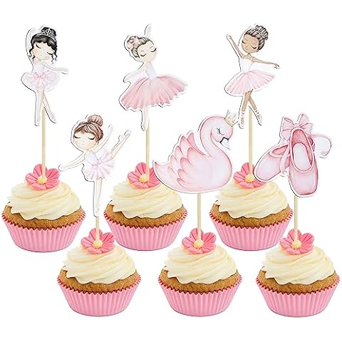 Ephlyn 36Pcs Ballerina Cupcake Toppers Cover