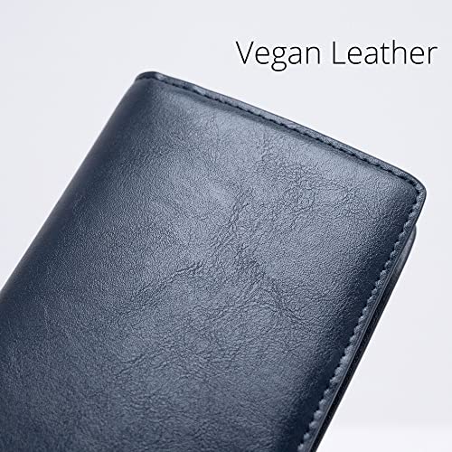 Image of Alldaily Ultra Slim Thin Women Wallet RFID Blocking Credit Card Holder Bifold Long Ladies Billfold (Dark Blue)