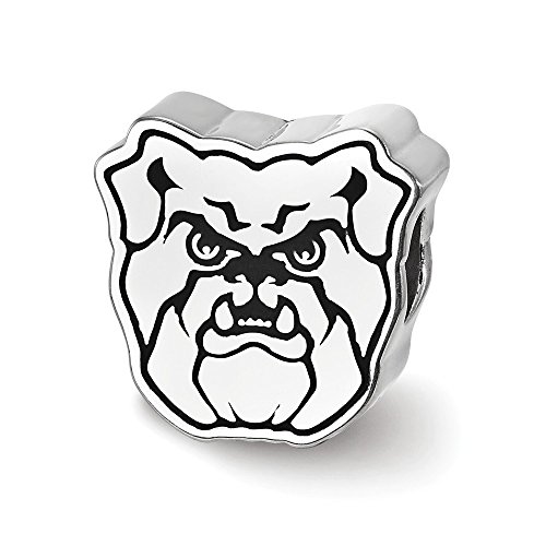 Sterling Silver Butler University Bulldog Head Enameled Bead, Sterling Silver