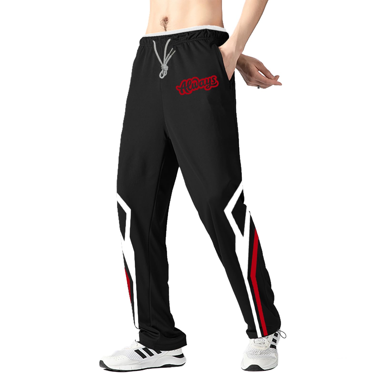 Mens Joggers Pants with Zipper Pockets Lightweight Sweatpants Open Bottom Athletic Loose Fit Training Pants