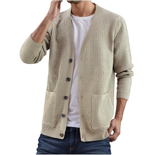 Button Down Sweater for Men Lightweight Long Sleeve Sweater Button Down Open Front Cardigan V Neck Sweaters