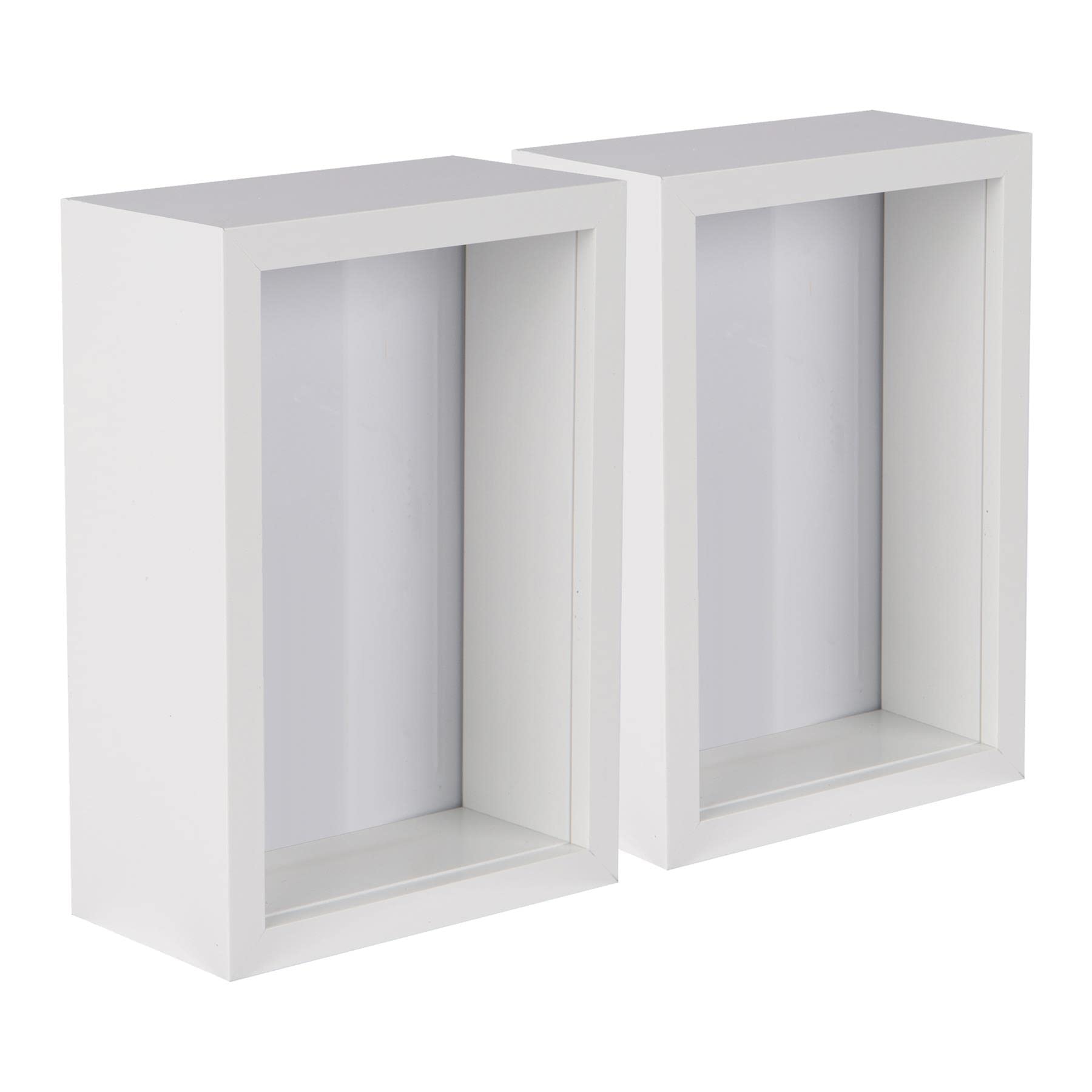 Nicola Spring 3D Deep Shadow Box Photo Frame - 4 x 6" - 3D Photo Frame Picture Frame Memory Box Display Case for Photos, Memorabilia, Artworks, Crafts, DIY Decoration, 4x6inch White - Set of 5