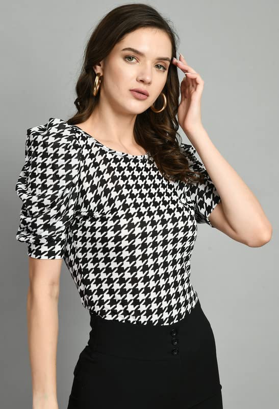 Image of IUGA Plain Round Neck Cotton Knit Regular Top for Women (115 Black)