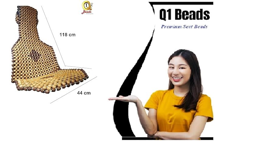 Image of Q1 Beads LCapBG Wood Beaded Seating Pad Cap Model Cushion for All The Cars Office Chair /Home Chair /Truck(Universal Fit, 1 Pc.), Multicolor