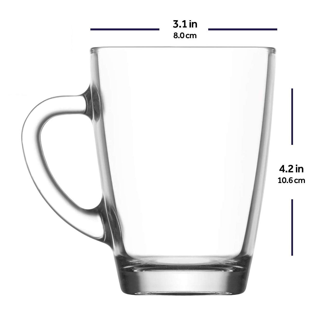 ARUZEN 220 ml - Coffee Mug. Glass Coffee Mug Clear Glass Coffee Hot Beverages - Cappuccino, Latte, Big Tea Cup. Crystal Clear Glass Cups, Espresso Coffee Gifts Pack of (6) 4