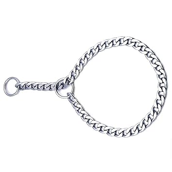 Oymizy Dogs Chrome Plated Diamond Cut Training Choke Chain Collars, Dog Neck Collar Belt for Large Heavy Dogs with 2 Metal End Circles for Dog Tags (24 Inch)
