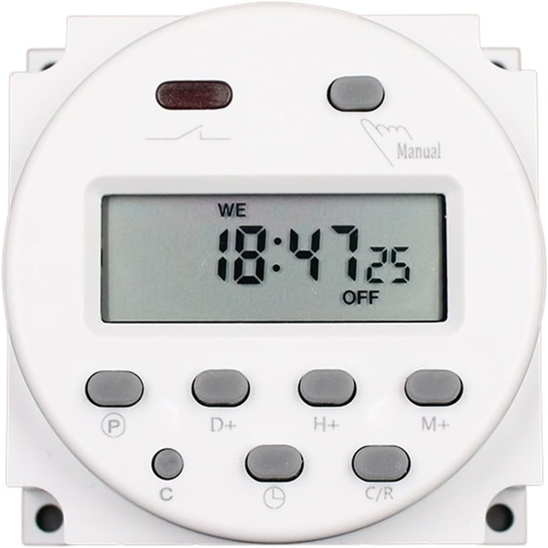 CN101A Timer Switch AC/DC 12V 24V 110V 120V 220V 230V 240V Digital LCD Power Week Mini Programmable Time Switch Relay 8A to 16A(AC220V)