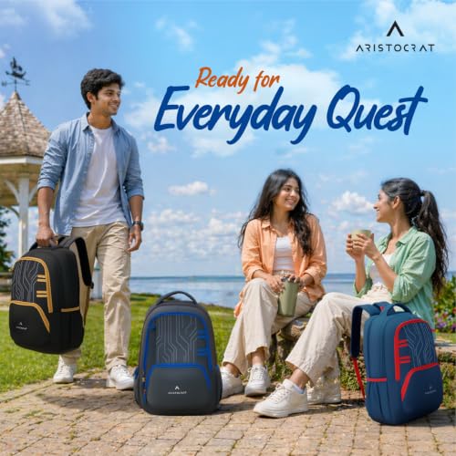 Image of Aristocrat Circuit Casual Backpack 40L | 3 Compartments with Quick-Access Front Pocket | Padded Shoulder Straps & Side Bottle Holders | Office & Travel Backpack for Men & Women