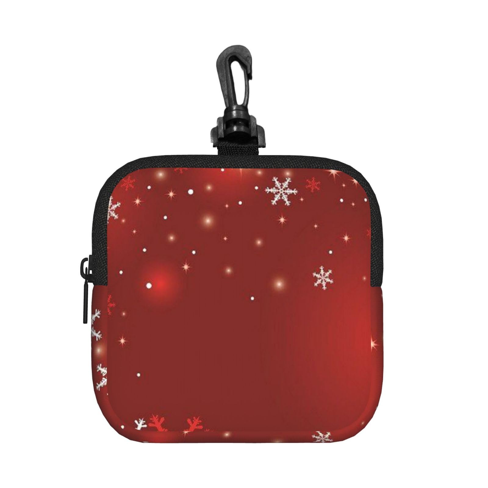 Ercgad Unisex Black Christmas Print Square Storage Bag Travel Toiletry Cosmetic Organizer Pouch Lightweight Reusable