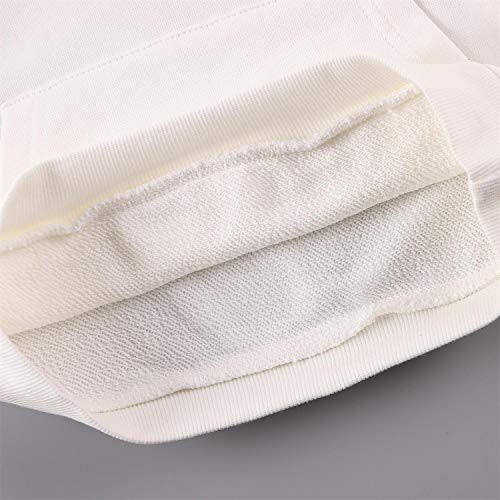 Modntoga Toddler Kids Baby Boy Girl Long Sleeve Basic Solid Hoodie Pullover Sweatshirt Sports Tops With Pockets Outfits (White, 3T) #TOP6