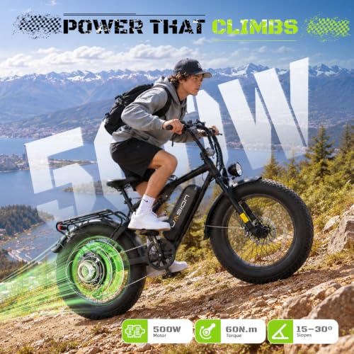 Jasion EB5 Sport Electric Bike, 20'' Fat Tire Ebikes for Adults/Teens, Best Ebike for Men with 720Wh Removable Battery, 7 Speed Full Suspension Electric Bicycles, UL2849 Certified - image 5