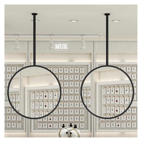 XTGDIEM Espejo Flotante Redondo For Colgar En El Techo, Paquete De 2, Espejo Decorativo Grande Suspendido For Baño, Adecuado For El Hogar O El Hotel(Black,70cm)
