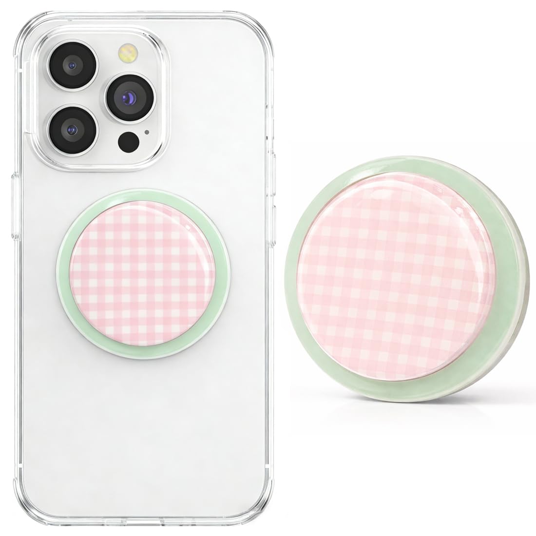 LEPGUYO Supporto Magnetico per Kindle Paperwhite, Design a Quadri Rosa & Maniglia Pieghevole MagSafe, Compatibile con Smartphone, Kindle & Tablet, Accessorio Telefono Premium - 1