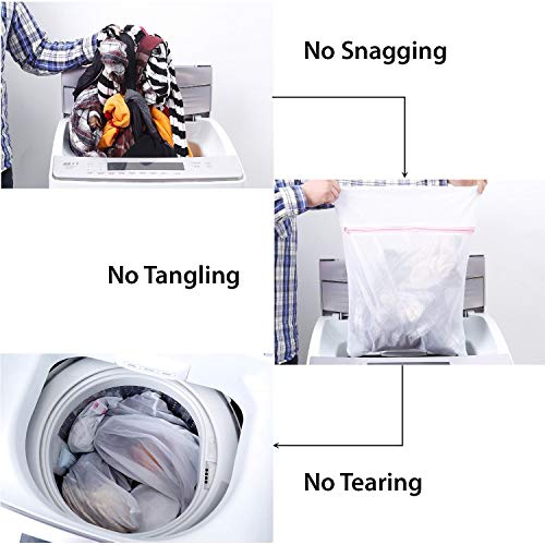 Zollyss Mesh Laundry Clothes Washing Bag, Pack Of 3, White