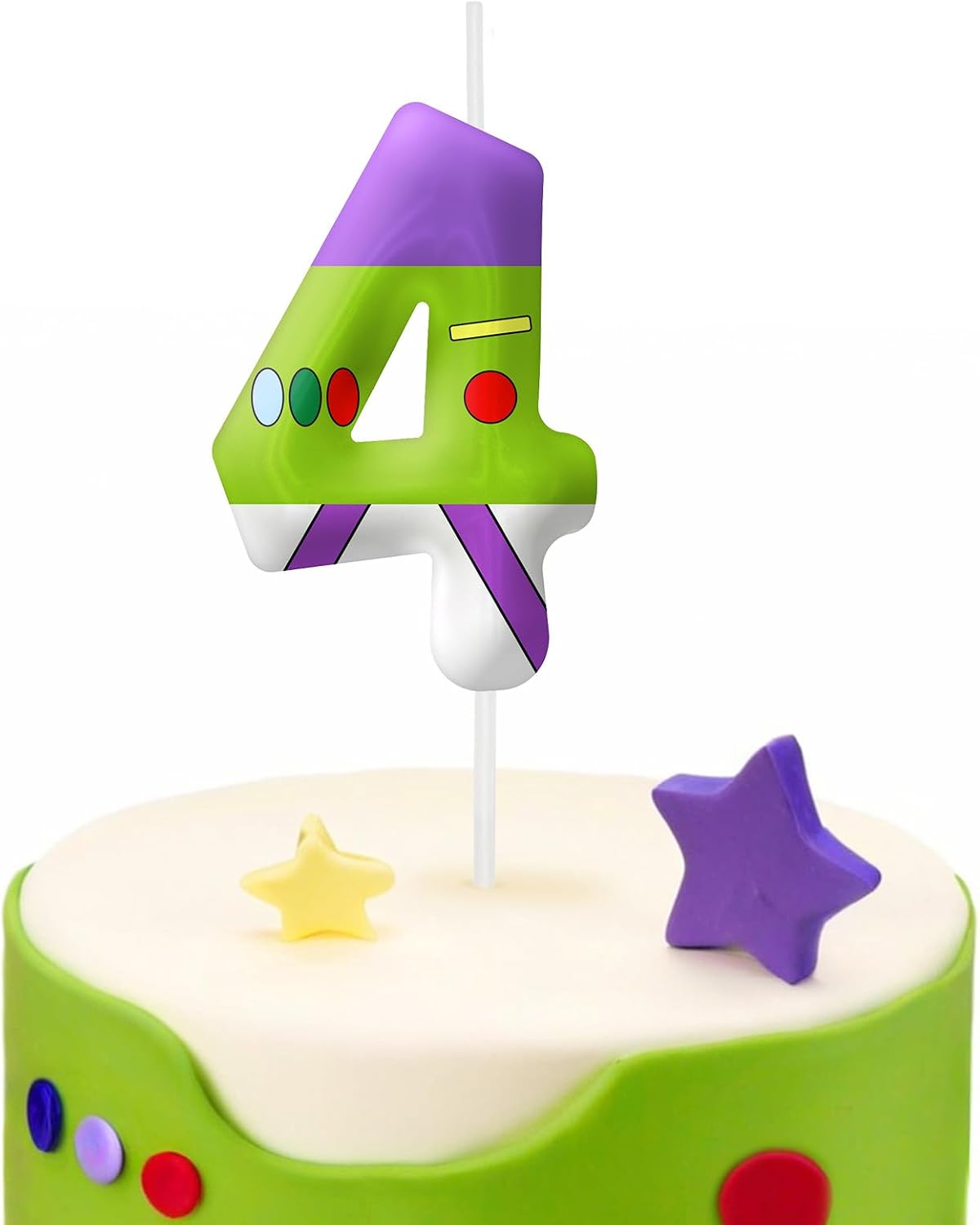 Green Birthday Candles, Number 4 Candle Themed Birthday Party Supplies, 2.4 inch Birthday Candles for Cake Topper Party Decorations, Birthday Decorations for Boys Girls (Number 4)