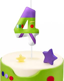 Green Birthday Candles, Number 4 Candle Themed Birthday Party Supplies, 2.4 inch Birthday Candles for Cake Topper Party Decorations, Birthday Decorations for Boys Girls (Number 4)