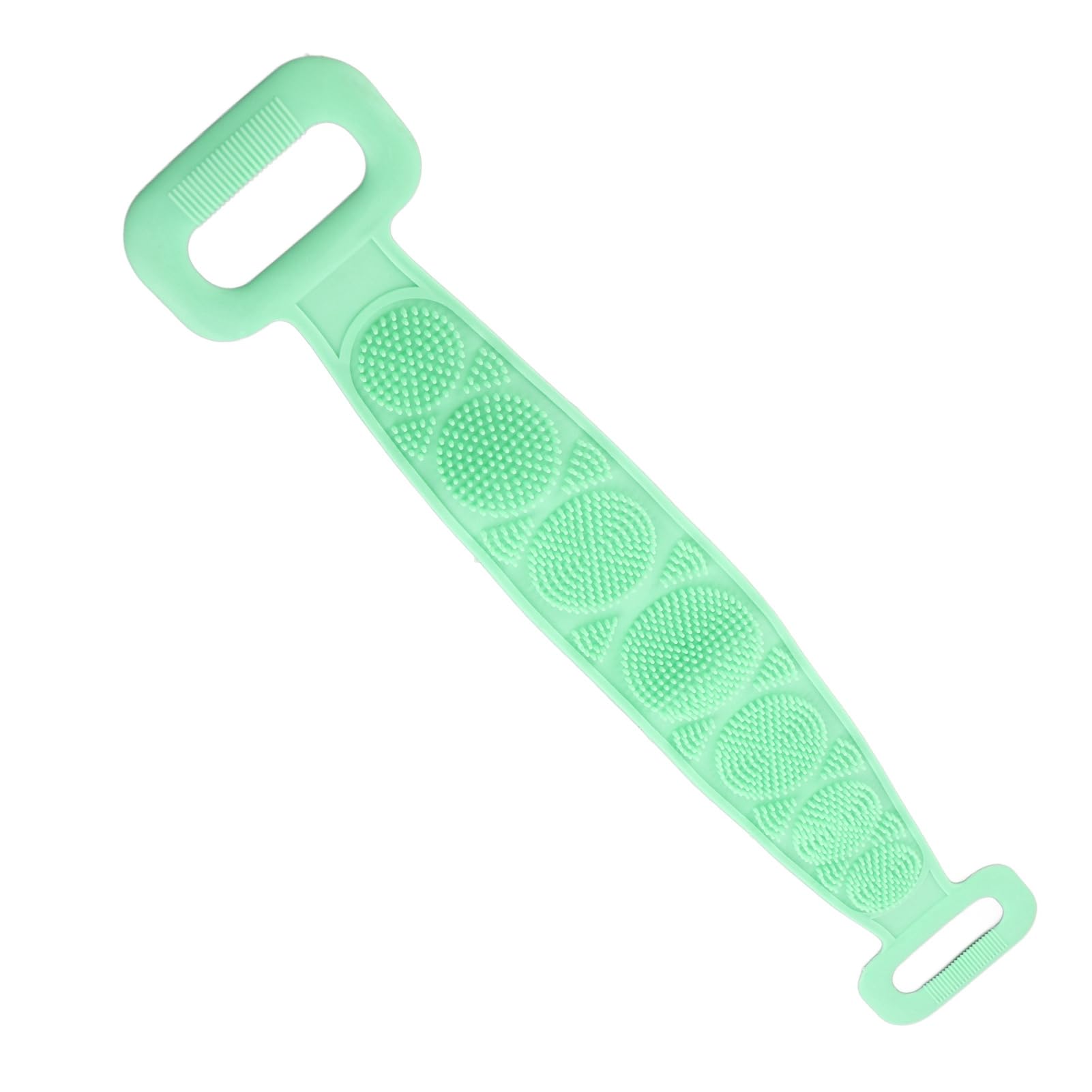 Brrnoo Spugna in Silicone per Doccia, Dorso Lavaggio Esfoliante, Manico Lungo, Linee Massaggianti Morbide, Strumento per Corpo Uomo Donna (GREEN)