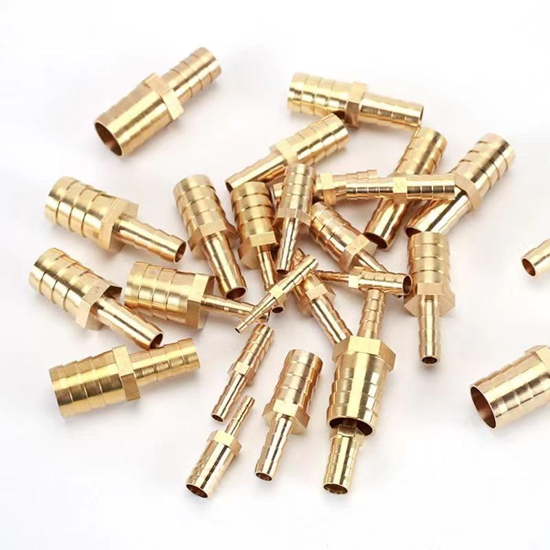 4 Pack Brass Hose Barb Fitting Straight Connector Coupler, 3/8"x1/4" ID